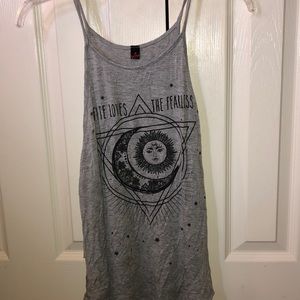 Grey sun and moon tank top